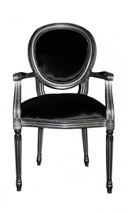 Casa Padrino Baroque Dinner Chair with armrest Black/ Silver - Designer Chair - Luxury quality Casa Padrino Baroque Dinner Chair with armrest Black/ Silver - Designer Chair - Luxury quality