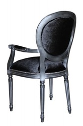Casa Padrino Barocco Cena Sedia con braccioli Nero / Argento - Sedia design - qualità di lusso Casa Padrino Barocco Cena Sedia con braccioli Nero / Argento - Sedia design - qualità di lusso