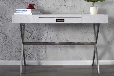Casa Padrino Designer Dressing Table with Drawer, White, Crocodile Pattern, 120 x 72 x 45 cm Casa Padrino Designer Dressing Table with Drawer, White, Crocodile Pattern, 120 x 72 x 45 cm