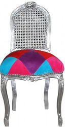 Chaise Casa Padrino Ladys Karo couleur / Argent - chaise de maquillage