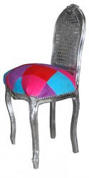 Chaise Casa Padrino Ladys Karo couleur / Argent - chaise de maquillage
