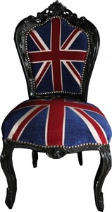 Casa Padrino Barocco Cena Chair Union Jack / Nero - Mobili in stile antico Casa Padrino Barocco Cena Chair Union Jack / Nero - Mobili in stile antico
