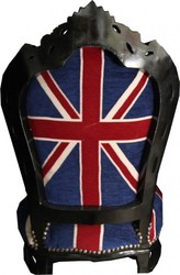 Casa Padrino Barock Esszimmer Stuhl Union Jack Schwarz Englische Flagge Unionjack England Baroque Chair Schwarz Black Furniture Interior Möbel