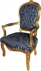Casa Padrino Silla de Salón Barroca Patrón Azul Real y Oro, 93 x 60 x 50 cm - Muebles de Lujo para Hotel y Lounge Casa Padrino Silla de Salón Barroca Patrón Azul Real y Oro, 93 x 60 x 50 cm - Muebles de Lujo para Hotel y Lounge