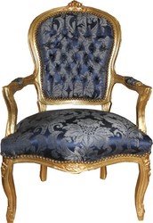 Casa Padrino Silla de Salón Barroca Patrón Azul Real y Oro, 93 x 60 x 50 cm - Muebles de Lujo para Hotel y Lounge Casa Padrino Silla de Salón Barroca Patrón Azul Real y Oro, 93 x 60 x 50 cm - Muebles de Lujo para Hotel y Lounge