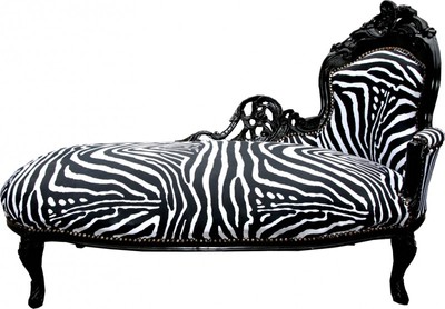 Casa Padrino Barock Chaiselongue Zebra / Schwarz - Luxuriöse Lounge Liege Recamiere - 155 x 70 x 100 cm Casa Padrino Barock Chaiselongue Zebra / Schwarz - Luxuriöse Lounge Liege Recamiere - 155 x 70 x 100 cm