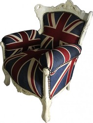 Casa Padrino Sillón Barroco Infantil Union Jack / Crema - Trono de Madera Maciza - 84 x 58 x 36 cm Casa Padrino Sillón Barroco Infantil Union Jack / Crema - Trono de Madera Maciza - 84 x 58 x 36 cm