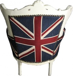 Casa Padrino Sillón Barroco Infantil Union Jack / Crema - Trono de Madera Maciza - 84 x 58 x 36 cm Casa Padrino Sillón Barroco Infantil Union Jack / Crema - Trono de Madera Maciza - 84 x 58 x 36 cm