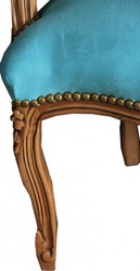 Casa Padrino barocco Salon Chair Light Blue / legno naturale - Mobili di legno naturale