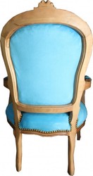 Casa Padrino barocco Salon Chair Light Blue / legno naturale - Mobili di legno naturale