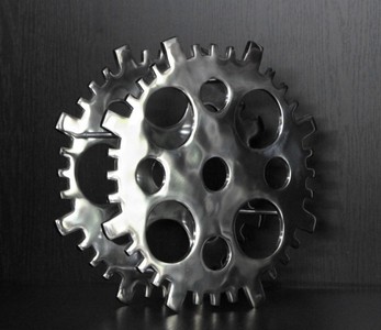 Casa Padrino Weinständer Zahnrad Weinregal Wine Rack gear Decoration Aluminium Alu Aluminum Wein Ständer