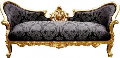 Casa Padrino Divano Barocco Vampire in Stile Antico, Nero con Motivi e Oro, 200 x 75 x 82 cm Casa Padrino Divano Barocco Vampire in Stile Antico, Nero con Motivi e Oro, 200 x 75 x 82 cm