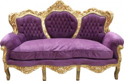 Casa Padrino Divano Barocco King Viola / Oro - Larghezza 184 cm - Lussuoso Divano Lounge in Stile Antico Casa Padrino Divano Barocco King Viola / Oro - Larghezza 184 cm - Lussuoso Divano Lounge in Stile Antico