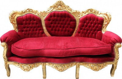 Casa Padrino Divano Barocco King Bordeaux Rosso / Oro 184 x 125 x 81 cm - Mobile da Salotto di Lusso Casa Padrino Divano Barocco King Bordeaux Rosso / Oro 184 x 125 x 81 cm - Mobile da Salotto di Lusso