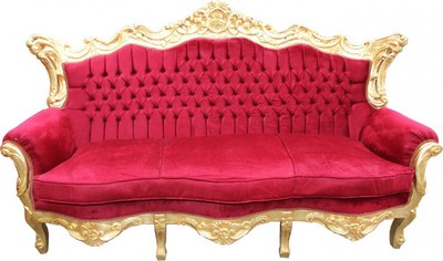 Casa Padrino Divano Barocco Master in Bordeaux Rosso e Oro, larghezza 210 cm, mobile di lusso artigianale in legno massello Casa Padrino Divano Barocco Master in Bordeaux Rosso e Oro, larghezza 210 cm, mobile di lusso artigianale in legno massello