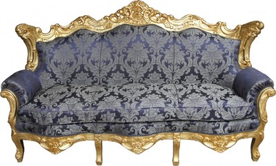 Casa Padrino Divano Barocco Master Motivo Blu Reale / Oro, Larghezza 210 cm, Altezza 135 cm, Profondità 90 cm - Mobile Soggiorno Casa Padrino Divano Barocco Master Motivo Blu Reale / Oro, Larghezza 210 cm, Altezza 135 cm, Profondità 90 cm - Mobile Soggiorno