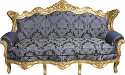 Casa Padrino Divano Barocco Master Motivo Blu Reale / Oro, Larghezza 210 cm, Altezza 135 cm, Profondità 90 cm - Mobile Soggiorno Casa Padrino Divano Barocco Master Motivo Blu Reale / Oro, Larghezza 210 cm, Altezza 135 cm, Profondità 90 cm - Mobile Soggiorno