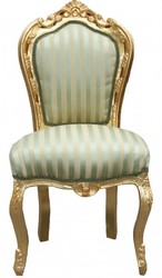 Casa Padrino Barocco Cena sedia verde / crema strisce / Oro Casa Padrino Barocco Cena sedia verde / crema strisce / Oro