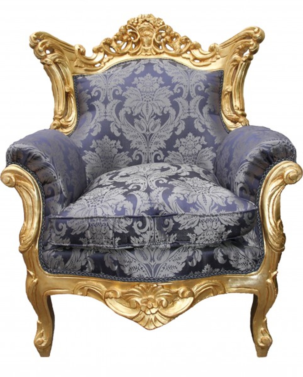 Casa Padrino Barock Sessel Royal Blau Muster / Gold Dunkelblau Royal Blue Baroque Pattern Furniture Interior Luxury Einrichtung Möbel Casa Padrino Barock Sessel Royal Blau Muster / Gold Dunkelblau Royal Blue Baroque Pattern Furniture Interior Luxury Einrichtung Möbel
