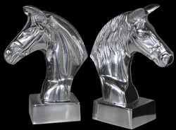 Pferdefigur Pferd Skulptur Sculpture Figure Figure Aluminium Pferdekopf Horse Head Alu Aluminum Wohn Deko Decoration Casa Padrino Book Ends End Bücher Stützen Pferdefigur Pferd Skulptur Sculpture Figure Figure Aluminium Pferdekopf Horse Head Alu Aluminum Wohn Deko Decoration Casa Padrino Book Ends End Bücher Stützen