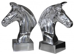 Pferdefigur Pferd Skulptur Sculpture Figure Figure Aluminium Pferdekopf Horse Head Alu Aluminum Wohn Deko Decoration Casa Padrino Book Ends End Bücher Stützen Pferdefigur Pferd Skulptur Sculpture Figure Figure Aluminium Pferdekopf Horse Head Alu Aluminum Wohn Deko Decoration Casa Padrino Book Ends End Bücher Stützen