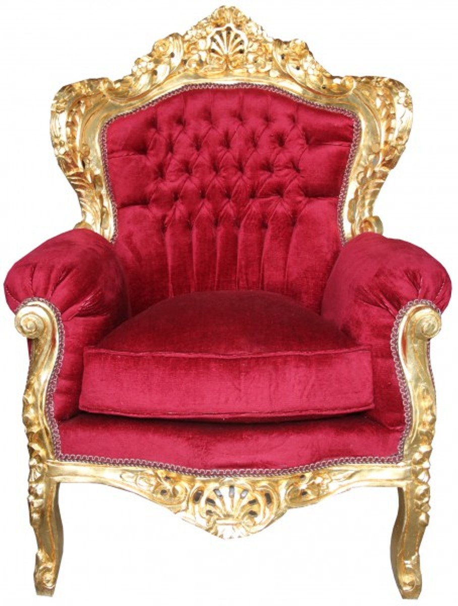Casa Padrino Baroque Armchair "Al Capone" Mod 2 Bordeaux Red / Gold antique style furniture Casa Padrino Baroque Armchair "Al Capone" Mod 2 Bordeaux Red / Gold antique style furniture