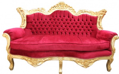 Casa Padrino Divano Barocco 2 posti Master Bordeaux Rosso / Oro 182 x 125 x 60 cm - Mobili da Soggiorno Casa Padrino Divano Barocco 2 posti Master Bordeaux Rosso / Oro 182 x 125 x 60 cm - Mobili da Soggiorno