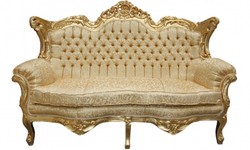 Casa Padrino Canapé 2 places Baroque Master Motif Or / Or 182 x 125 x 60 cm Casa Padrino Canapé 2 places Baroque Master Motif Or / Or 182 x 125 x 60 cm