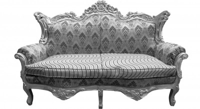 Casa Padrino Canapé 2 places Baroque Master style antique, motif argent / argent, 182 x 60 x 125 cm Casa Padrino Canapé 2 places Baroque Master style antique, motif argent / argent, 182 x 60 x 125 cm