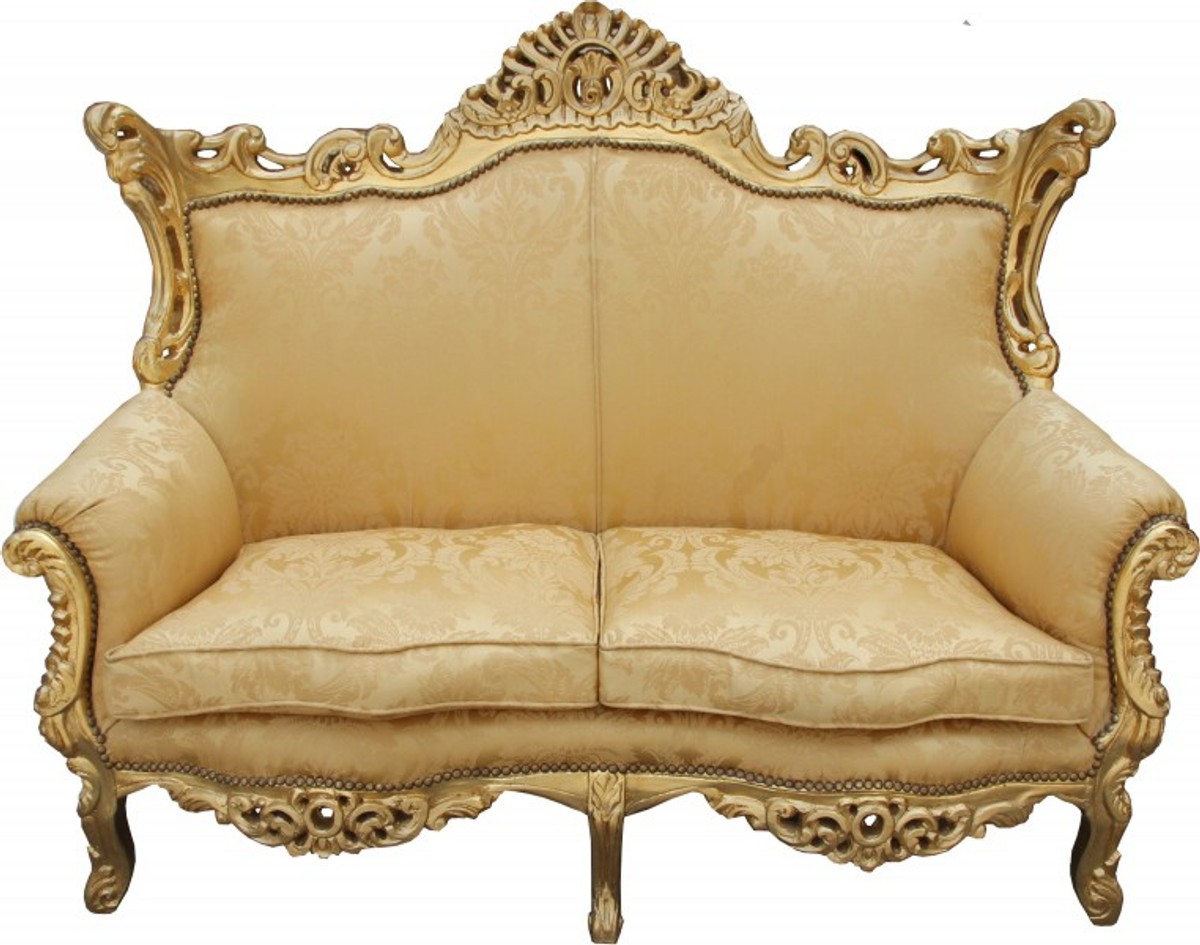 Casa Padrino Baroque 2 seater Master Gold Flower Pattern / Gold 2 Mod - living room couch furniture Lounge Casa Padrino Baroque 2 seater Master Gold Flower Pattern / Gold 2 Mod - living room couch furniture Lounge