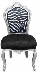Casa Padrino Barock Luxus Esszimmer Stuhl Zebra Schwarz Weiß Silber Baroque Luxury Dining Chair Chairs Furniture Interior