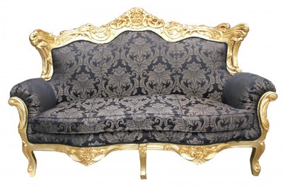 Casa Parino Barock Sofa Wohnzimmer Baroque Lounge Black Pattern Gold Schwarz Muster MGolden Furniture Interior Möbel Einrichtung Casa Parino Barock Sofa Wohnzimmer Baroque Lounge Black Pattern Gold Schwarz Muster MGolden Furniture Interior Möbel Einrichtung