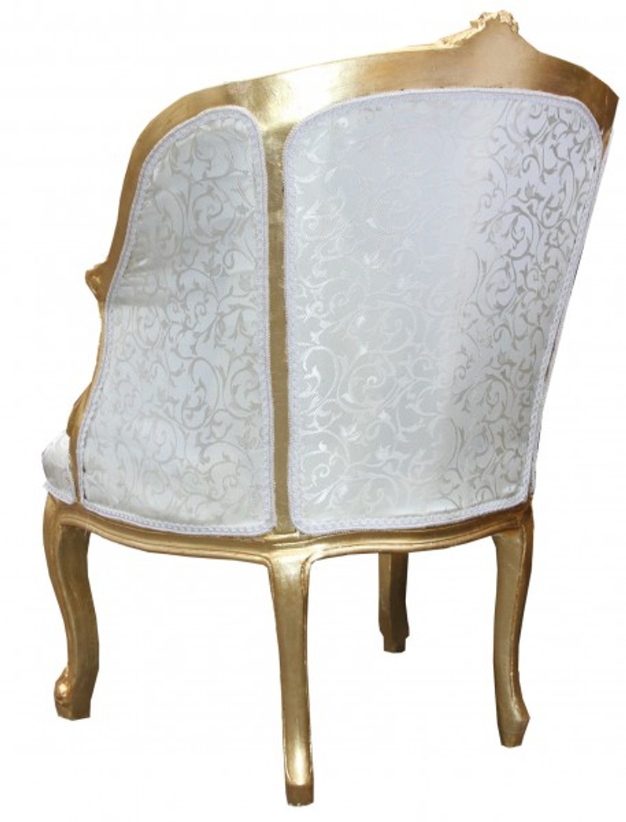 Casa Padrino Baroque Salon Chair White / Gold - cocktail chairs Casa Padrino Baroque Salon Chair White / Gold - cocktail chairs