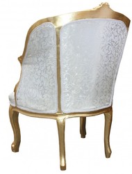 Casa Padrino Sillón Barroco de Salón Blanco / Oro, Sillón de cóctel hecho a mano, Madera maciza, 62 x 60 x 90 cm