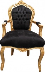 Casa Padrino Barock Esszimmer Stuhl Schwarz Gold mit Armlehnen Armlehner Lehnstuhl Baroque Antique Chair Black Gold Antik Furniture Möbel Essbereich Casa Padrino Barock Esszimmer Stuhl Schwarz Gold mit Armlehnen Armlehner Lehnstuhl Baroque Antique Chair Black Gold Antik Furniture Möbel Essbereich