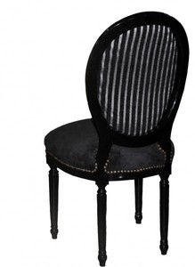 Casa Padrino Barock Esszimmer Stuhl Schwarz / Schwarz / Grau Streifen  Mod2 / Rund