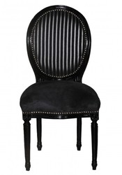 Casa Padrino Dîner baroque Chaise Noir / Noir / Gris à rayures Mod2 / Ronde