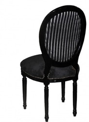 Casa Padrino Dîner baroque Chaise Noir / Noir / Gris à rayures Mod2 / Ronde