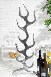 Casa Padrino Botellero de diseño Llamas en aluminio pulido - Plata, Altura 93 cm, Ancho 27 cm, Profundidad 14 cm Casa Padrino Botellero de diseño Llamas en aluminio pulido - Plata, Altura 93 cm, Ancho 27 cm, Profundidad 14 cm