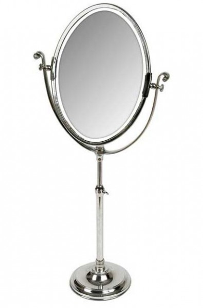 Casa Padrino luxury table mirror vanity mirror - dressing table mirror silver plated 40 x H. 85-110 cm Casa Padrino luxury table mirror vanity mirror - dressing table mirror silver plated 40 x H. 85-110 cm