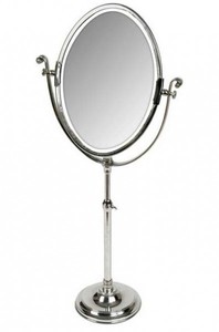 Casa Padrino Luxury Table Mirror Vanity Mirror Nickel-plated Silver 40 x H. 85 - 110 cm Casa Padrino Luxury Table Mirror Vanity Mirror Nickel-plated Silver 40 x H. 85 - 110 cm