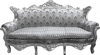 Casa Padrino Barock Wohnzimmer Set mit Muster in Grau und Silber - 3er Sofa, 2er Sofa und 1 Sessel