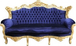 Casa Padrino Salotto Barocco Blu Reale / Oro - Divano 3 posti, Divano 2 posti, Poltrona - 210/182/85 cm Casa Padrino Salotto Barocco Blu Reale / Oro - Divano 3 posti, Divano 2 posti, Poltrona - 210/182/85 cm