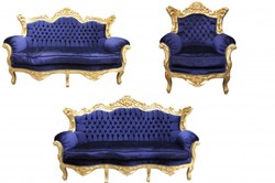 Casa Padrino Salotto Barocco Blu Reale / Oro - Divano 3 posti, Divano 2 posti, Poltrona - 210/182/85 cm Casa Padrino Salotto Barocco Blu Reale / Oro - Divano 3 posti, Divano 2 posti, Poltrona - 210/182/85 cm