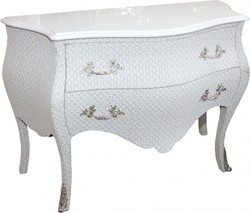 Casa Padrino Commode Baroque Blanche avec Effet Pailleté 120 x 52 x 85 cm - Buffet de Luxe Fait Main Casa Padrino Commode Baroque Blanche avec Effet Pailleté 120 x 52 x 85 cm - Buffet de Luxe Fait Main
