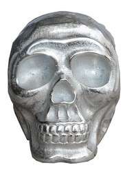 Casa Padrino Sculpture Tête de Mort Design en Aluminium Poli Argenté 16,5 x 9 x H 13 cm Casa Padrino Sculpture Tête de Mort Design en Aluminium Poli Argenté 16,5 x 9 x H 13 cm