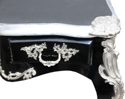 Casa Padrino Barock Sekretär Schreibtisch Schwarz Silber Black Silver Baroque Furniture Interior Möbel Einrichtung Desk Office Büro