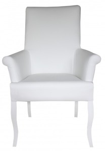 Casa Padrino Cena Chair Bianco / similpelle bianca con braccioli - Mobili in stile barocco