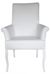 Casa Padrino Cena Chair Bianco / similpelle bianca con braccioli - Mobili in stile barocco Casa Padrino Cena Chair Bianco / similpelle bianca con braccioli - Mobili in stile barocco