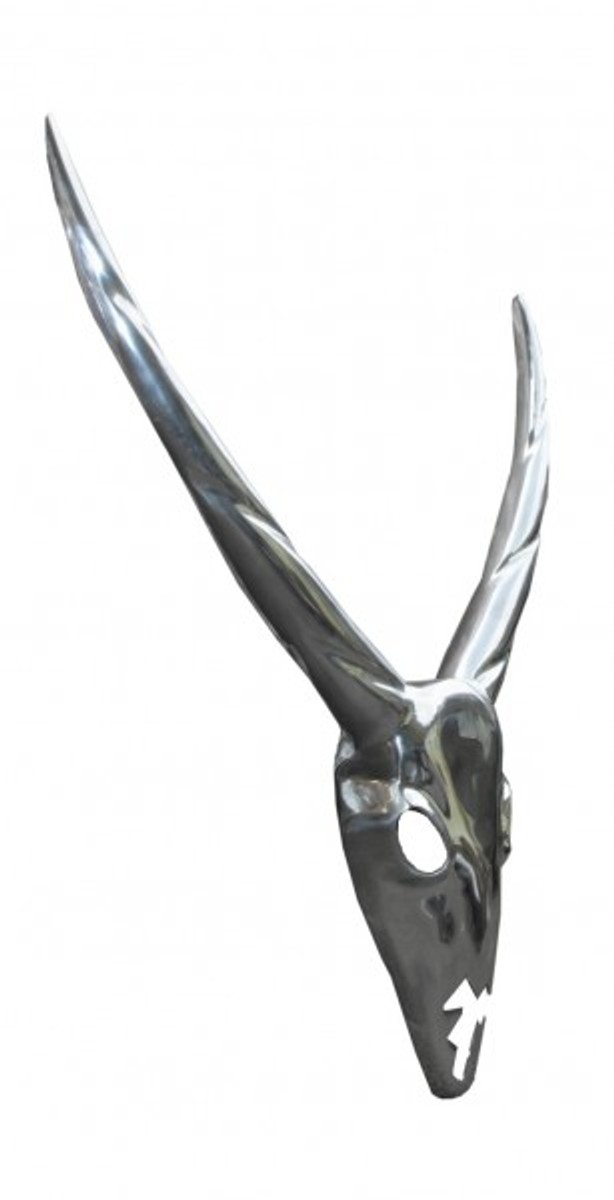 Casa Padrino designer deco antelope antlers in polished aluminum silver H 75 cm, W 67 cm - Wall Figurine - antlers - antlers wall Casa Padrino designer deco antelope antlers in polished aluminum silver H 75 cm, W 67 cm - Wall Figurine - antlers - antlers wall